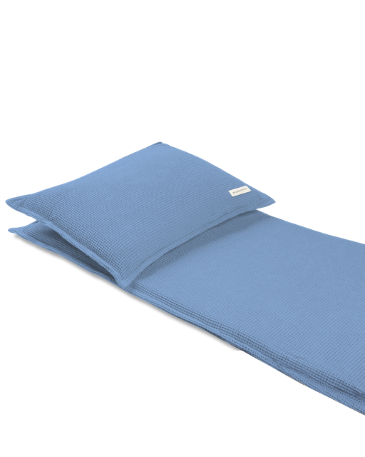 Detailaufnahme Saunasofa Set in Blau